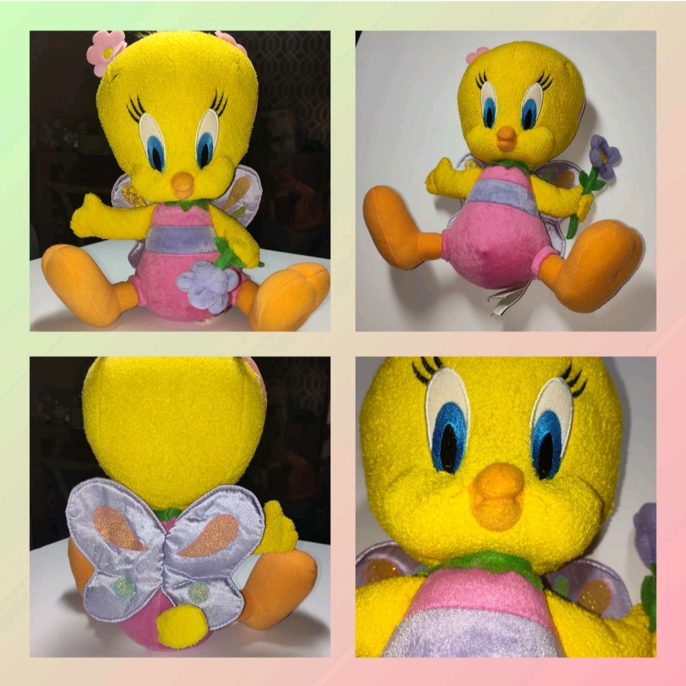 Rare Looney Tunes Springtime Butterfly Tweety Plush Floral Headband, 12" Easter